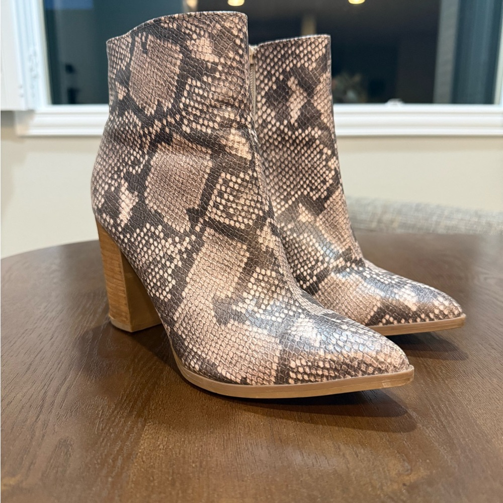 Faux Snakeskin Ankle Boots